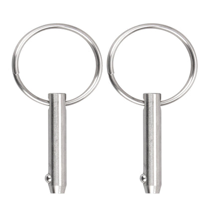 2 PCS Marine 316 Stainless Steel Quick Release Pin Bimini Top Pin, Diameter 1/4"(6.3 mm), Overall Length 1.5"(38 mm), Usable Length 1"(25.4 mm)