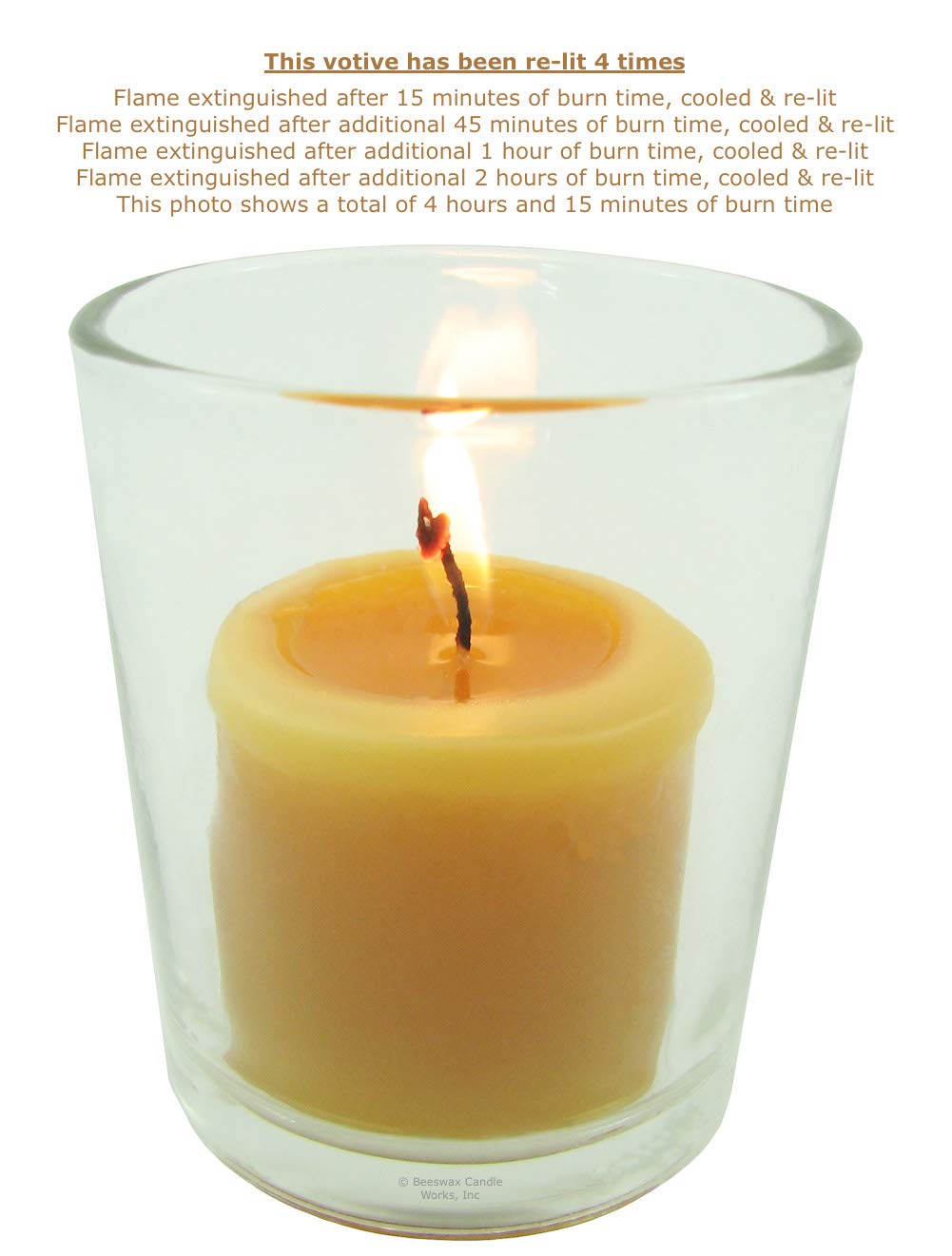 Beeswax Candle Works, 10-Hour Votives (Pack of 24) 100% USA Beeswax