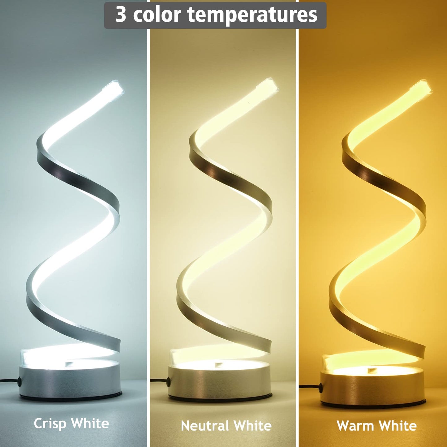 NUÜR Table Lamps for Living Room Set of 2, Silver Dimmable LED Lamp, Small Bedside Lamps, Nightstand Lamp for Bedroom Office Home Living Room