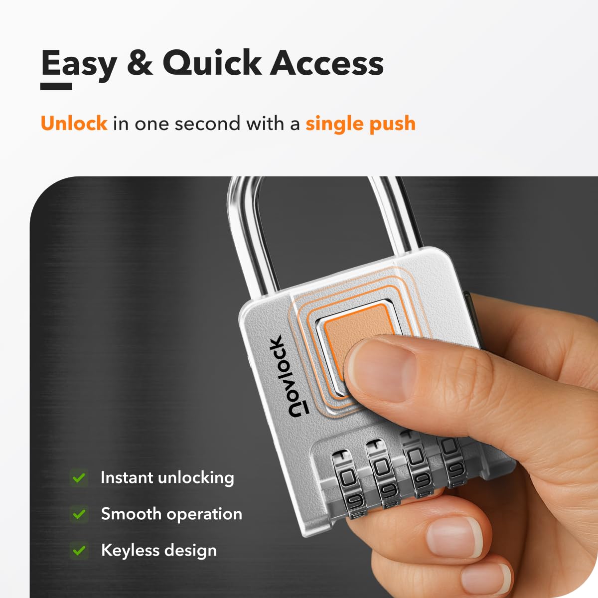 NOVLOCK Combination Locks for Outdoor & Indoor | Heavy Duty, Weatherproof, 4-Digit Security | Padlock for Lockers, Gates, Fences, Sheds, Storage | 2-Pack, Silver