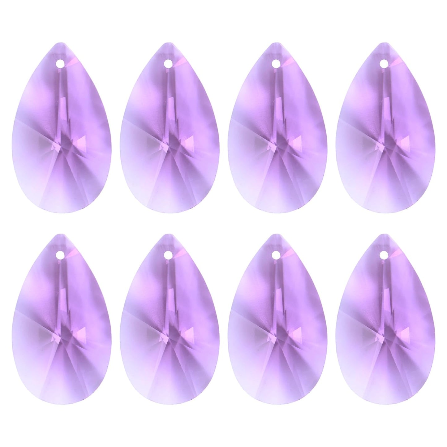 M METERXITY 8-Pack Crystal Pear Shaped Prisms, 38mm/1.5 Inch Chandelier Pendant Maker Hanging Crystals Chandelier Prisms for Home/Windows/Garden/DIY Decoration[Purple]