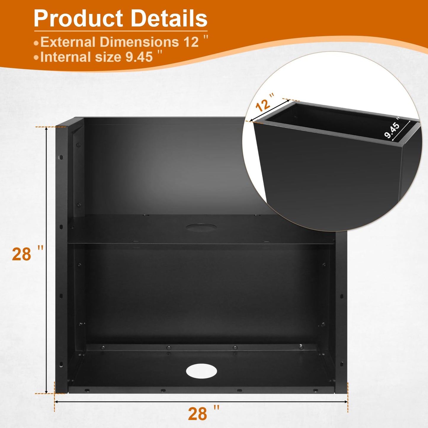 Meyoppm 28"x12"x28" Large Metal Planter Box, Heavy-Duty Rust Resistant Steel Planter with Drainage Hole, Modern Rectangular Planter for Outdoor Indoor Patio Garden Yard (Black)