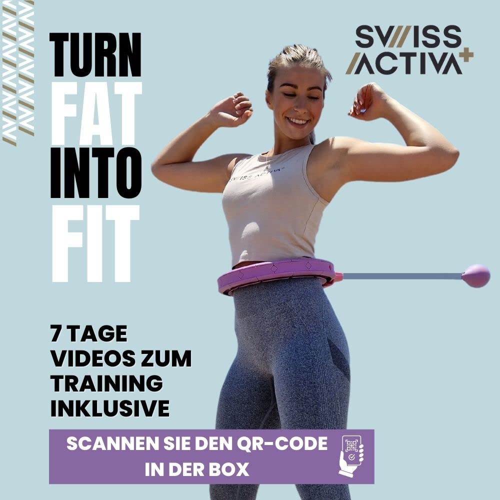 Swiss Activa+ S2 XXL Smart Hula Hoop Adult - Up to 47in for Plus Size XXL - Won't Fall Off - Weight Loss Hoop for Women - Smart Fitness Hula Hoop with Weight