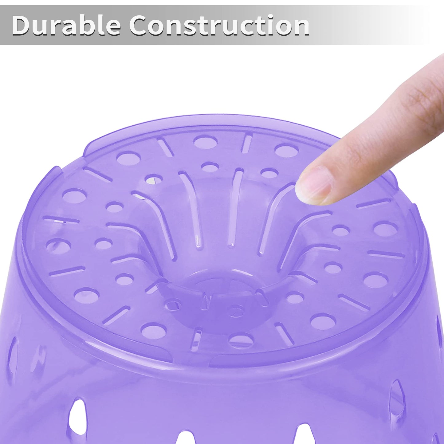 lanccona Orchid Pot, 6.7 Inch 8 Pack Orchid Pots with Holes and Saucers,Plastic Orchid Planter - Purple Amethyst