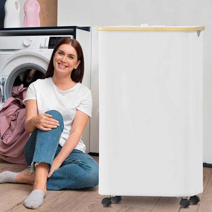 SUOCO Laundry Hamper on Wheels 100L, Clothes Basket
