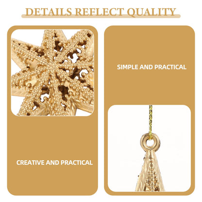 Gold Star Pendant Christmas Ornaments Set Mini Hanging Decorations for Christmas Tree Holiday Party Home 3.38 Inch Lightweight Plastic Star Decor