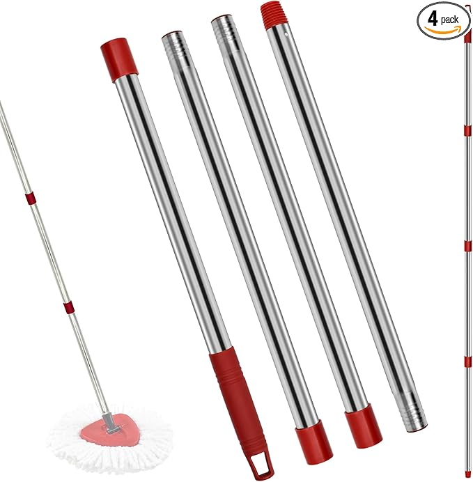 4 Section Stainless Spin Mop Replacement Handle