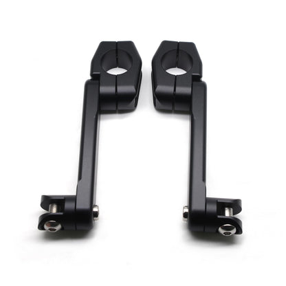 MZS Motorcycle Highway Pegs, 1.25" CNC Highway Foot Pegs Adjustable Long Angled Mount Clamps Compatible with Road King Sportster Softail Street Electra Glide Dyna Rebel Shadow for 1 1/4 Crash Bar