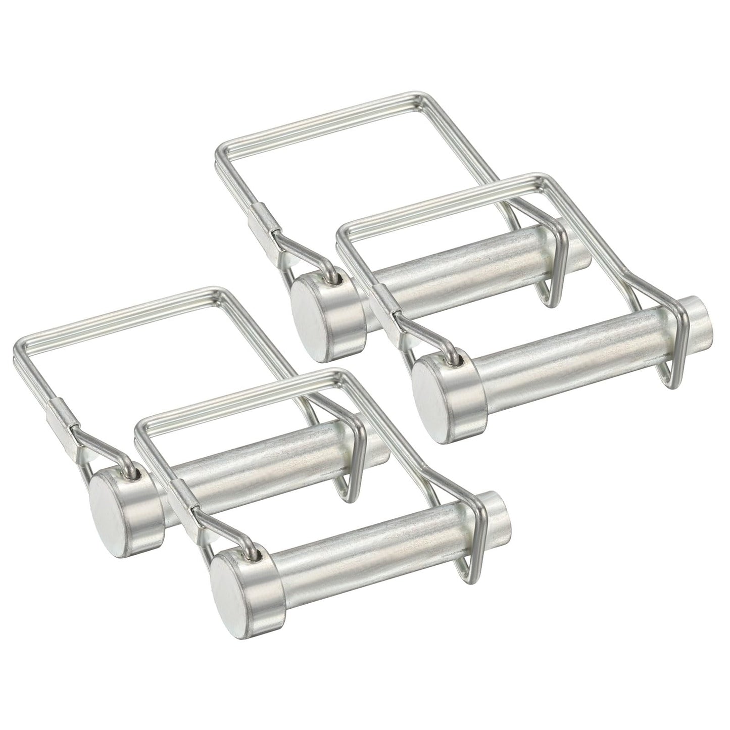 PATIKIL 4 Pcs Trailer Coupler Pins, 3/8" x 1.8" (10mm x 45mm) Safety Wire Lock Hitch Pin Arch Shaft Spring Locking Clip Square with Loop for Farm Trailers Lawn Garden Wagons