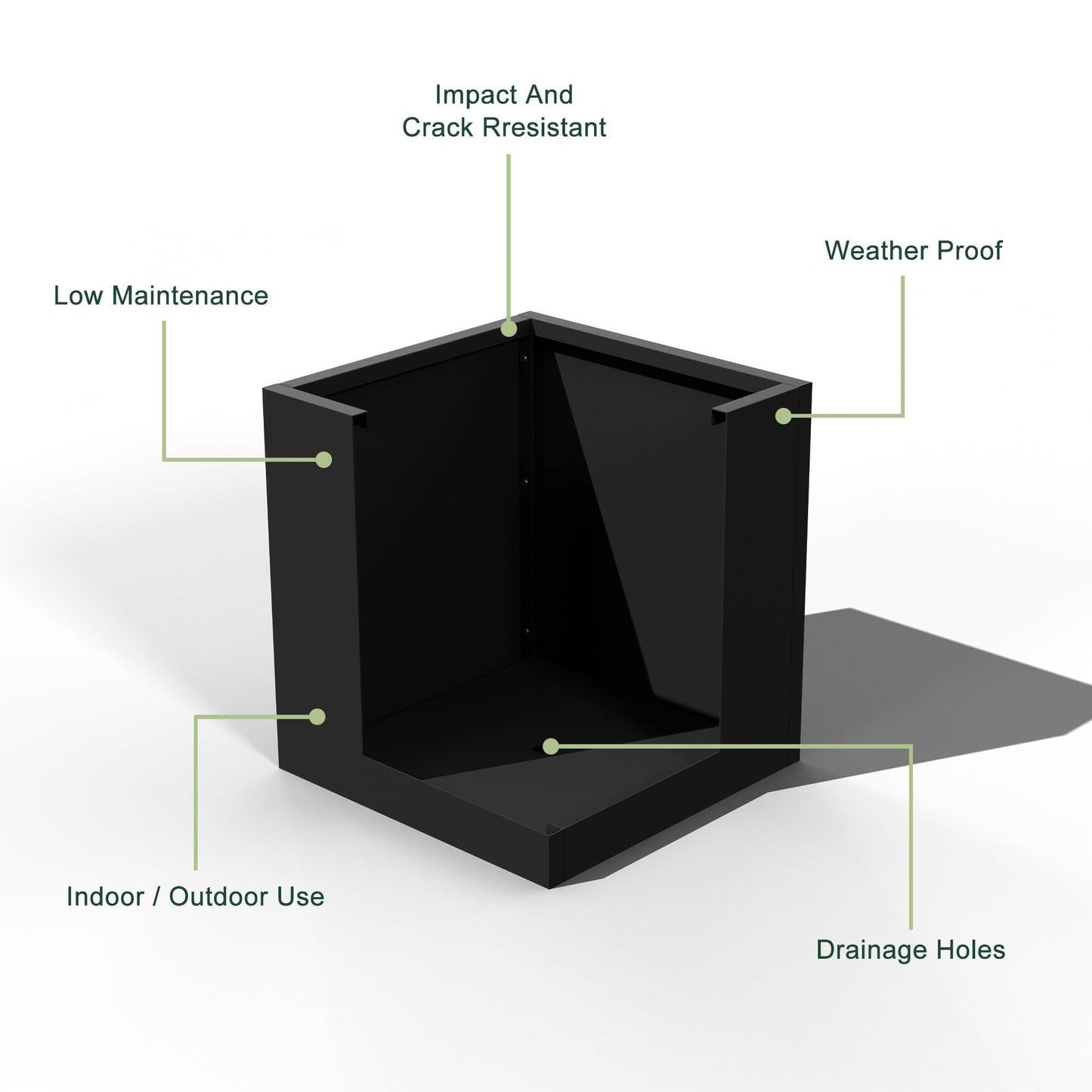 Casaphoriar Metal Planter Box 13"x13"x36", Rectangular Planter and Drainage Holes, Perfect for Outdoor Patio and Balcony Decor, Black(Set of 2)