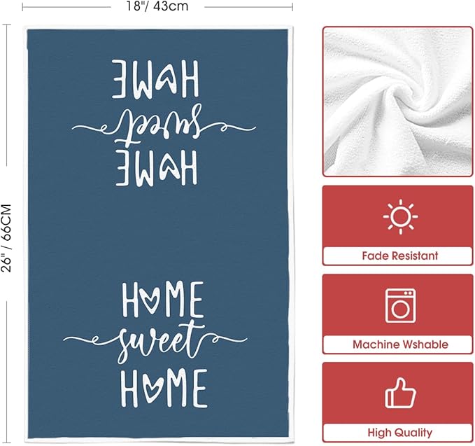 Artoid Mode Blue Grey Stripes Home Sweet Home Boho Winter Kitchen Towels Dish