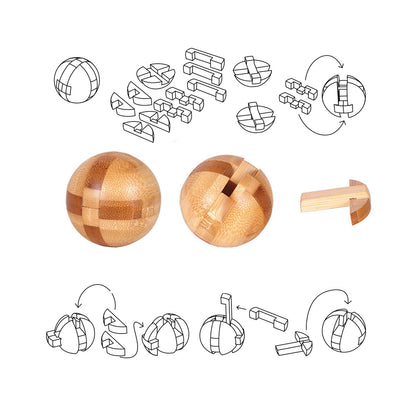 VolksRose 9pcs Wooden Brain Teaser Puzzles, IQ Challenge Puzzle Games, Logic Smart Mind Puzzle Box Lock Toy Removing Assembling 3D Small Puzzle Gift Set for Adults Teenagers Kids, 1.8inch 4.5cm