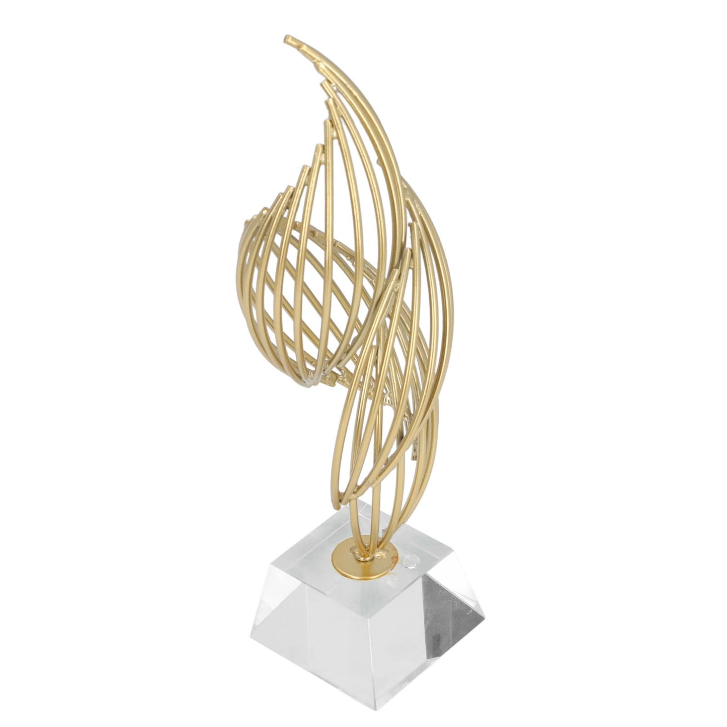 Metal Abstract Decorative Sculpture with Base Modern Luxury Metal Abstract Art Home Decor Statue for Desk Shelf Decor (Crystal White)