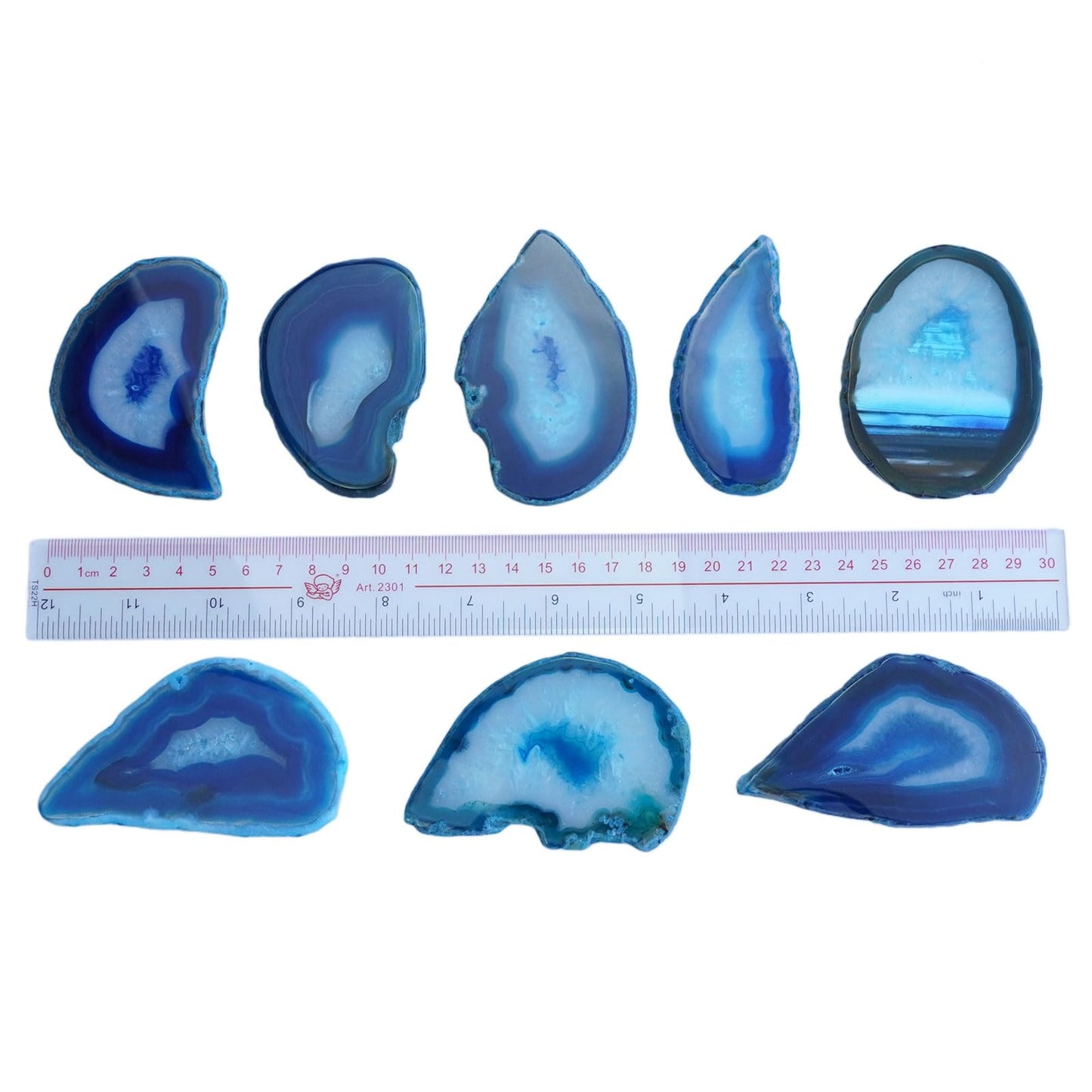 Sisamn 15pcs Blue Polished Agate Slices, Geode Slices Bulk for Light Table, Table Place Cards,Jewelry Making, Crafts, Home Decor, 1.18-2.56 Inches Length (Non-Drilled)
