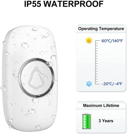 SECRUI Wireless Doorbell, Easy installation, Waterproof, Adjustable Volume, 58 Chimes, Colorful LED, 1000Ft Range, M520+F55, Black