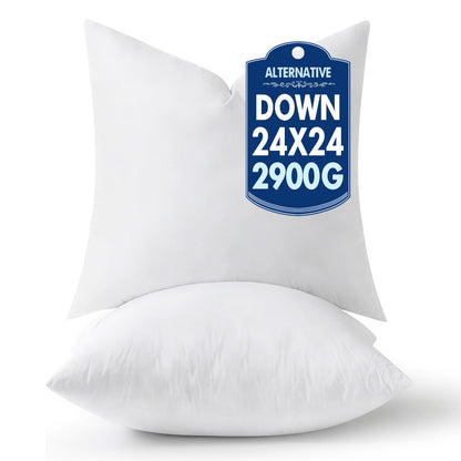 MIULEE 24x24 Pillow Inserts,Down Alternative Pack of 2 Euro Decorative Throw Pillows for Sofa Couch Bed, Ultra Soft Fluffy Bed Sleeping Form