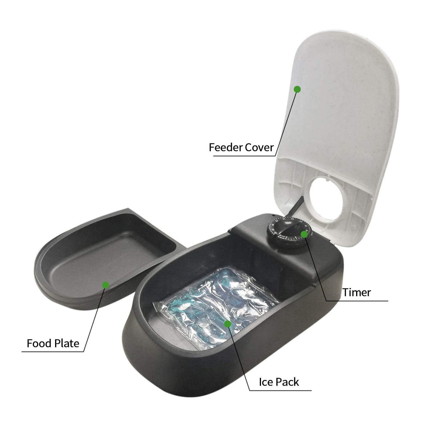 Pawise Automatic Cat & Dog Feeder with Ice Pack - 1-Meal Wet & Dry Food Dispenser, 48-Hour Timer, Dishwasher Safe, Perfect for Pets