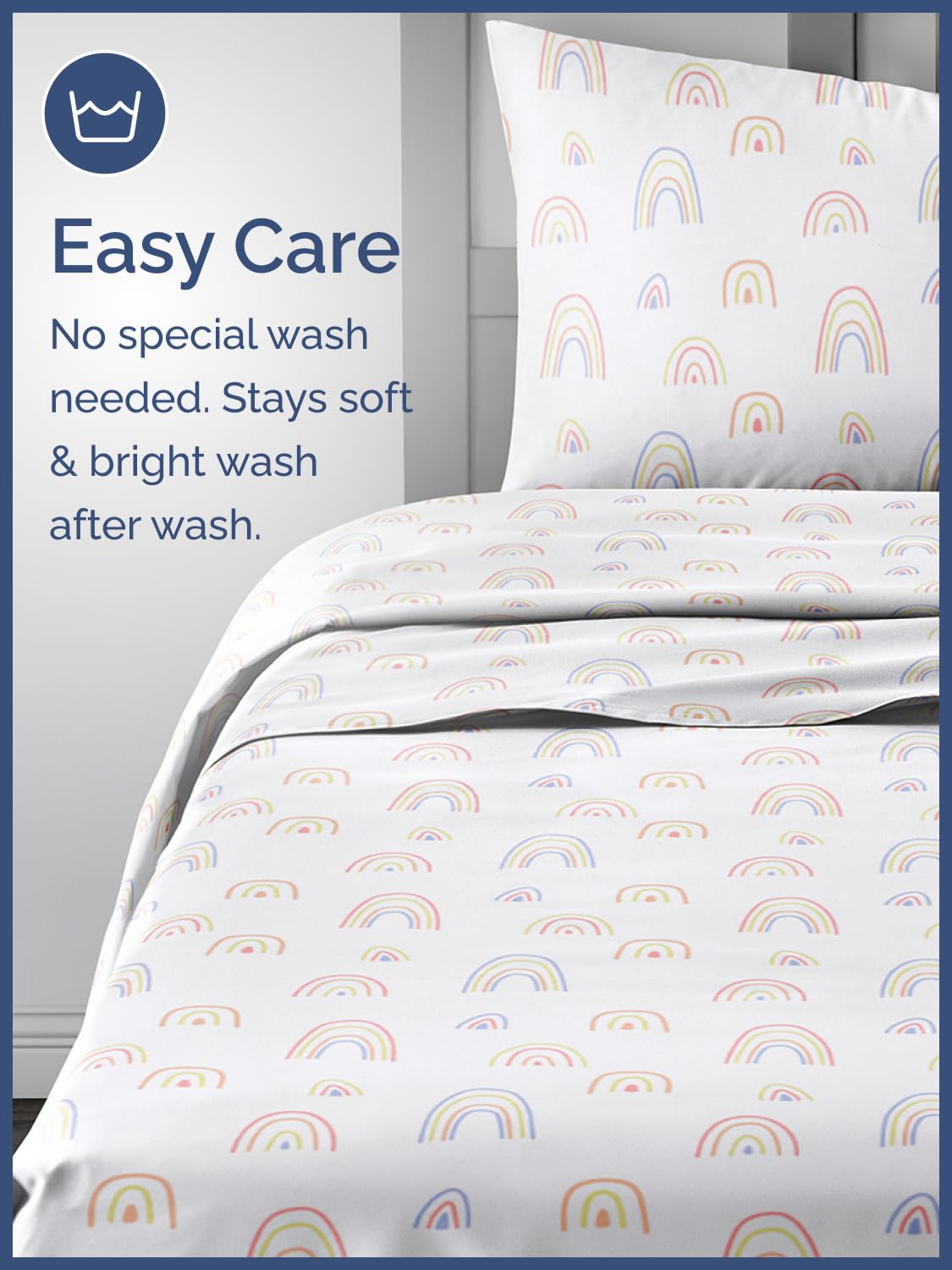 Kids Twin Size Bed Sheet Set - 3 Piece Kids Loft Bed Sheets - Rainbow Cartoon Theme Bedding - Soft, Cute and Cozy - Breathable and Machine Washable - Colorful Bed Set for Boys, Girls, Teens & Toddlers