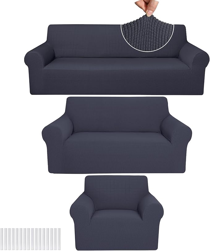 Peryiter 3 Pcs Couch and Loveseat Covers Set Sofa Cover