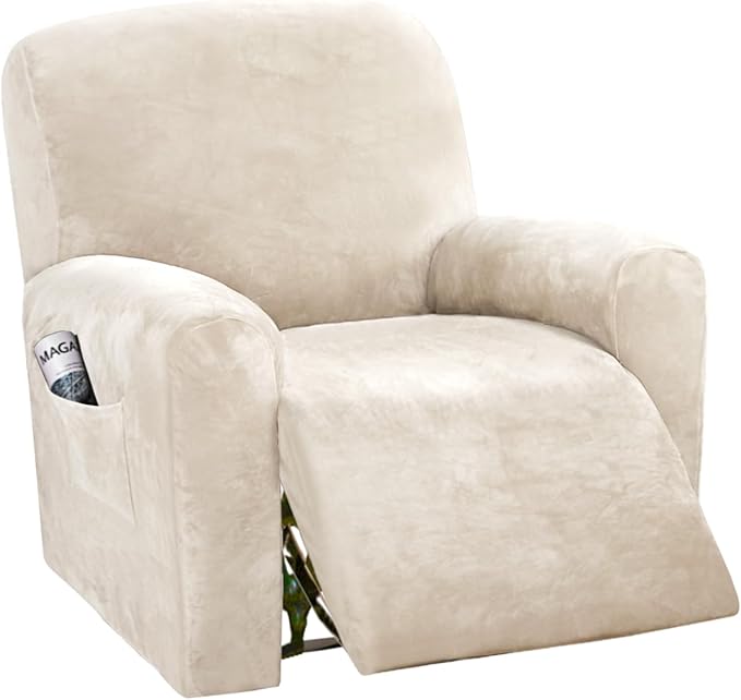 H.VERSAILTEX Velvet Stretch Recliner Couch Covers 4-Pieces Style Recliner Chair