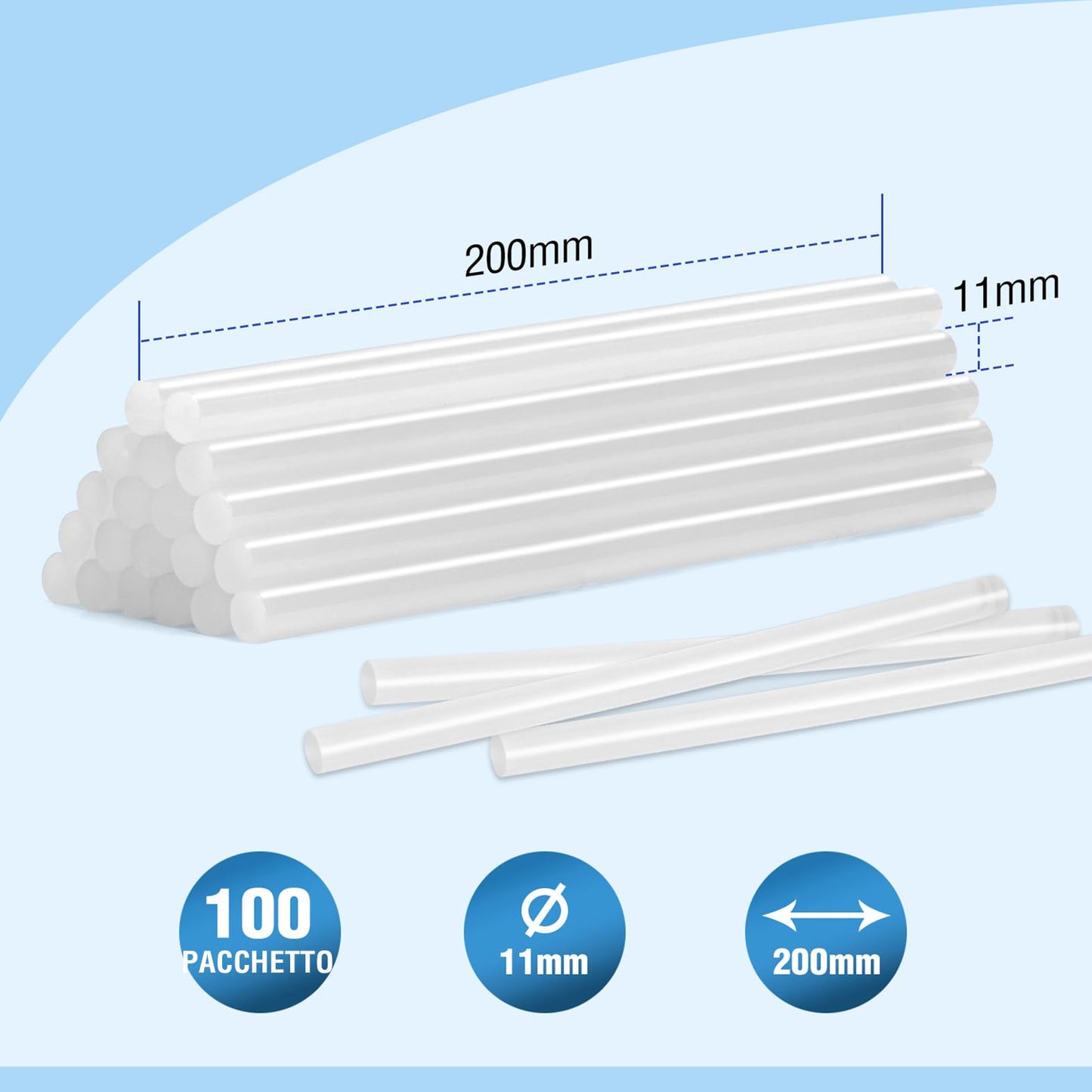 WORKPRO 100 Hot Glue Sticks 200 x 11 mm, Universal Transparent Glue Sticks for Hot Glue Gun, Ideal for DIY, Crafts, Hobbies