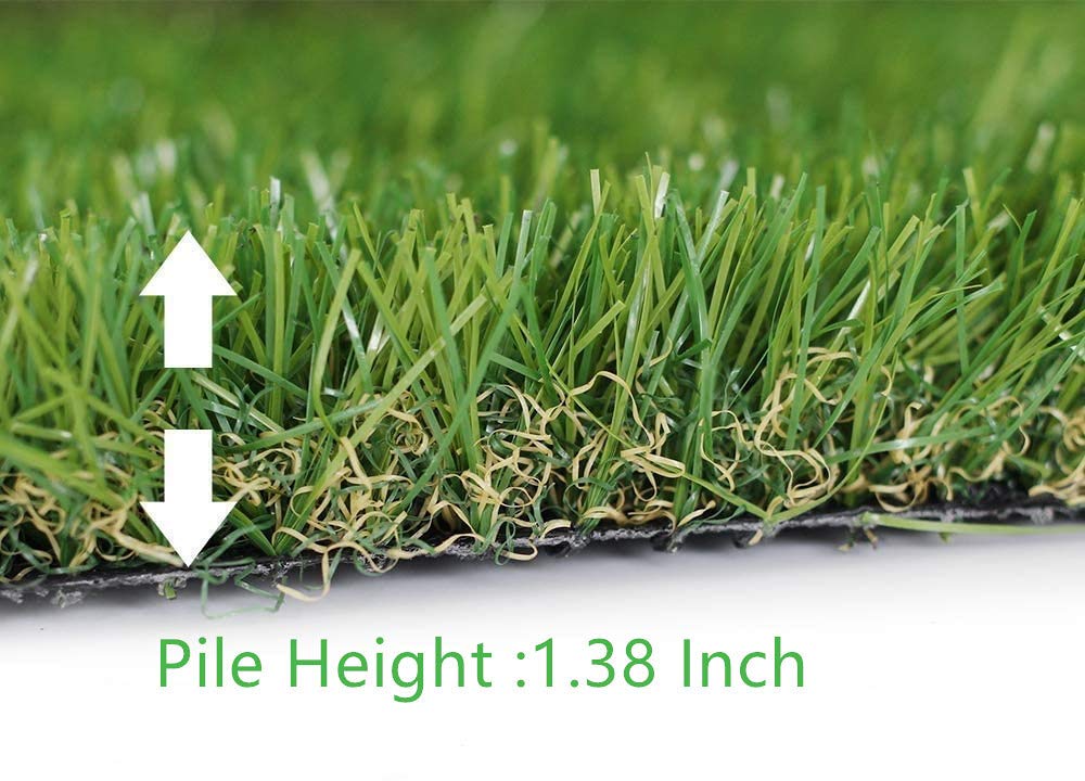Artificial Grass Turf Pet Grass Fake Grass Rug 7FT x 12FT, 1.38inch Pile Height High Density Faux Grass Indoor Outdoor Synthetic Grass Lawn Carpet,Non Toxic Astroturf,Custom Size Provided