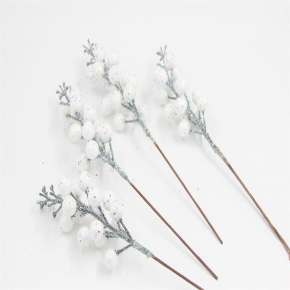 Uabwim 24Pack Christmas Picks Glitter Berries Stems Artificial White Berry Branches Holly Picks Stems Christmas Tree Ornaments for DIY Xmas Wreath Crafts Gifts Holiday Home Decor (White)