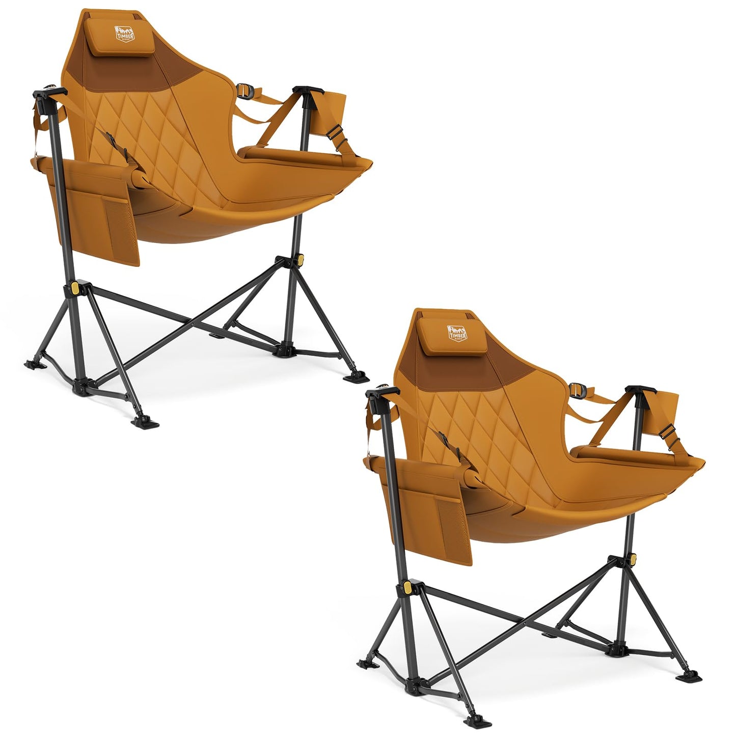 Timber Ridge Hammock Camping Chair with Adjustable Backrest, Heavy Duty Folding Hammock Chair Supports 300lbs, Portable Hammock Chair for Camping, Travelling and Patio, Orange 2 Pack