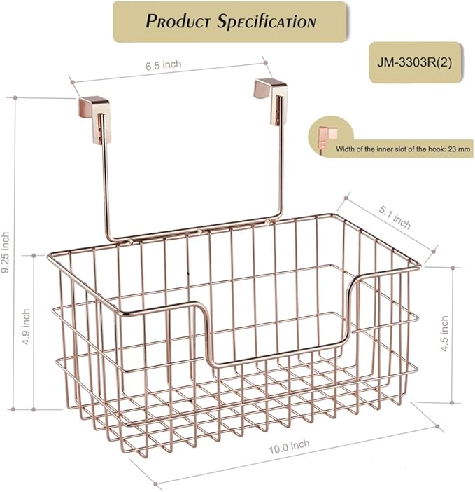 Wire Hanging Storage Basket 2 Packs, Wall Mounted Kitchen Bathroom Storage