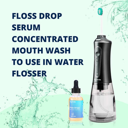 Concentrated Floss Drop Serum – 2oz Concentrated Mouth Wash to Use in Water Flosser | Natural Essentials Promotes Good Breath | Organic Spearmint Drop Supports Good Oral Health