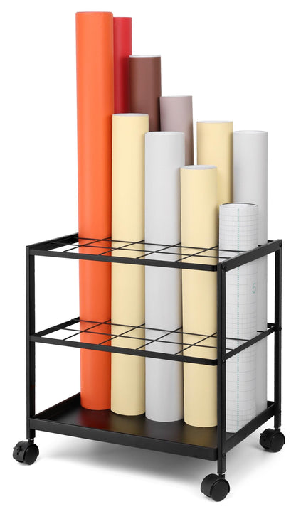 Erordna Blueprint Storage Rack Cart - 20 Slots Metal Blueprint Holder with Double-Layer Grids Ensures Secure, Non-Slip Storage, Organizing Posters, Architectural Plans, and Artwork Stably. (20 Slots)