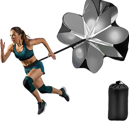GRSECPO Running Speed Training, 56 inch Speed Drills Resistance Parachute Running Sprint Chute Soccer Football Sport Speed Training (Black)
