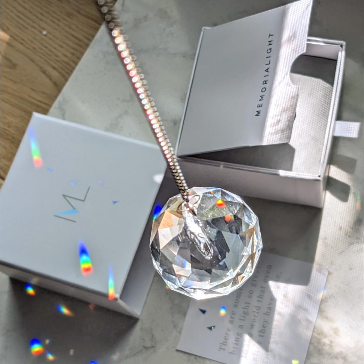 Memorialight Modern Grief Gift, 40mm Crystal Ornament Rainbow Maker, Unique Memorial Gifts for Loss of Family, Loved Ones, Miscarriage, Best for Funerals, Sympathy, Bereavement, Daily Remembrance