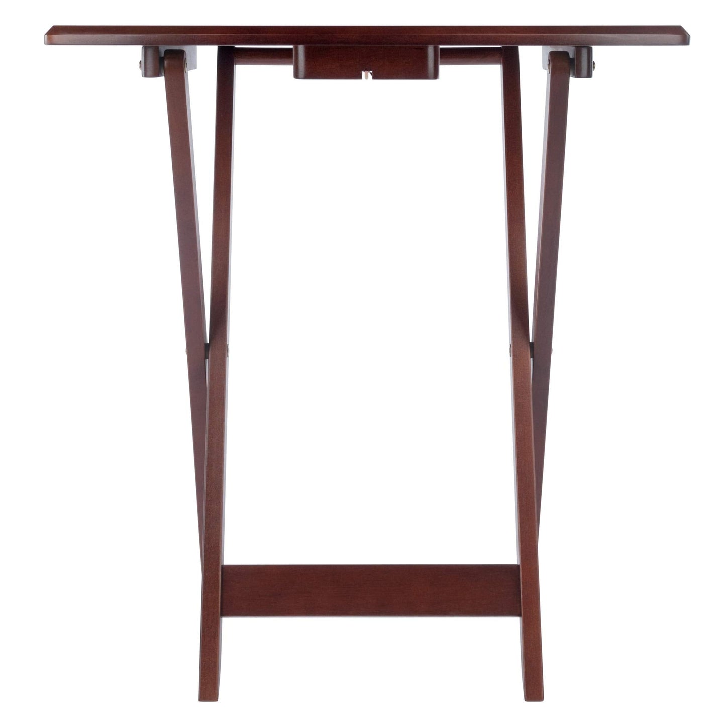 Winsome Darryl Set of 4 Oversized Foldable Snack Tables with Storage Rack, 26" in Walnut, Easy to Store Portable Fold Up Table Set for Kitchen, Living Room TV Dining, Crafts, Puzzles, Work From Home