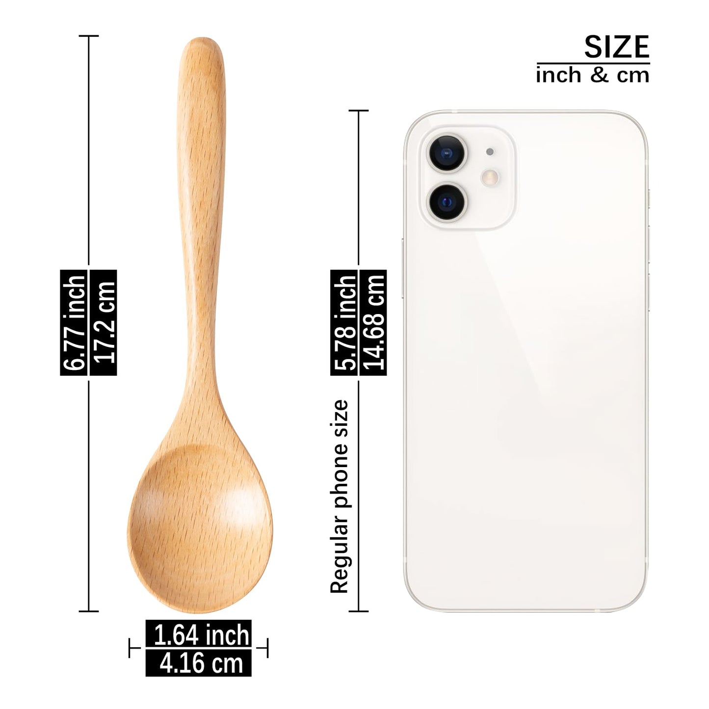 Hefild 6 PCS Wooden Spoons for Honey, 6.7 inch Small Wooden Spoons - Terrific for Tea, Coffee & Soup, Little Beech Wood Serving Table Spoon Set, Bulk Bamboo Teaspoon for Eating with Unique Design