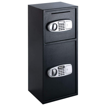 GLACER Safe Box, Digital Double Door Safe Box with Emergency Keys, Digital Keypad with Clear Display, Depository Drop Safes, Home Office Security Lock Digital Safe for Cash, Gun, Jewelry