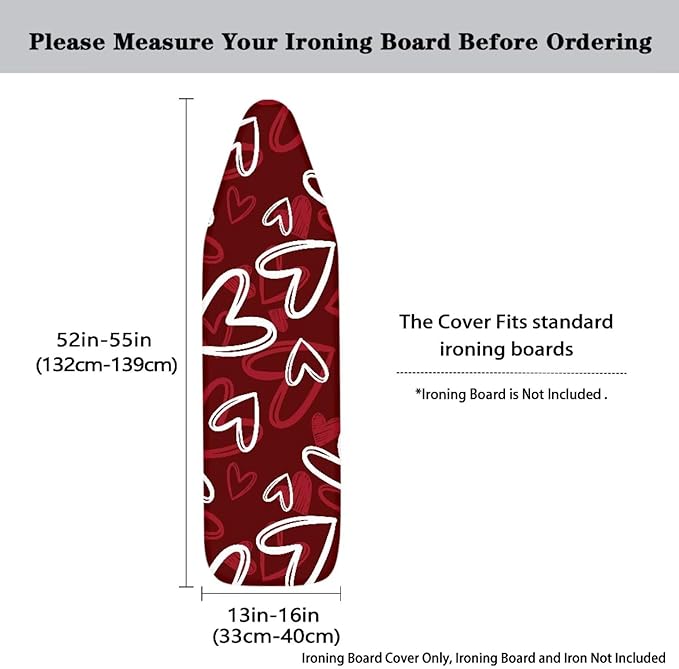 Red Heart 15x54 Ironing Board Cover Elastic Edge Romantic Iron Board Cover