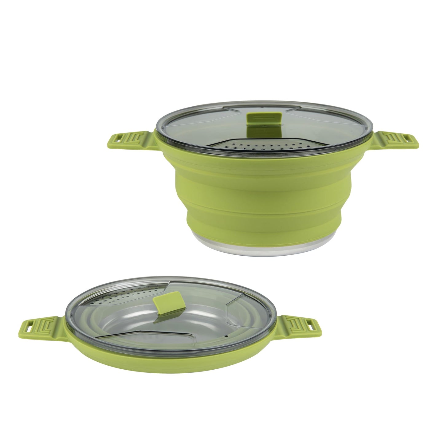 Restaurantware-Hi Tek 2.5 Liter Collapsible Camping Pot, 20 Portable Cook Pots - With Lid, Stainless Steel Bottom, Silicone Camping Cookware, For Travel Or Outdoor Hiking- Restaurantware