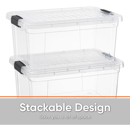 Superio Clear Plastic Storage Bin with Lid, 1.75 Qt, Non-Toxic, BPA Free, Odor Free, Organizer Storage Box, Stackable Plastic Tote for Home, Garage, School, and Office, X-Small