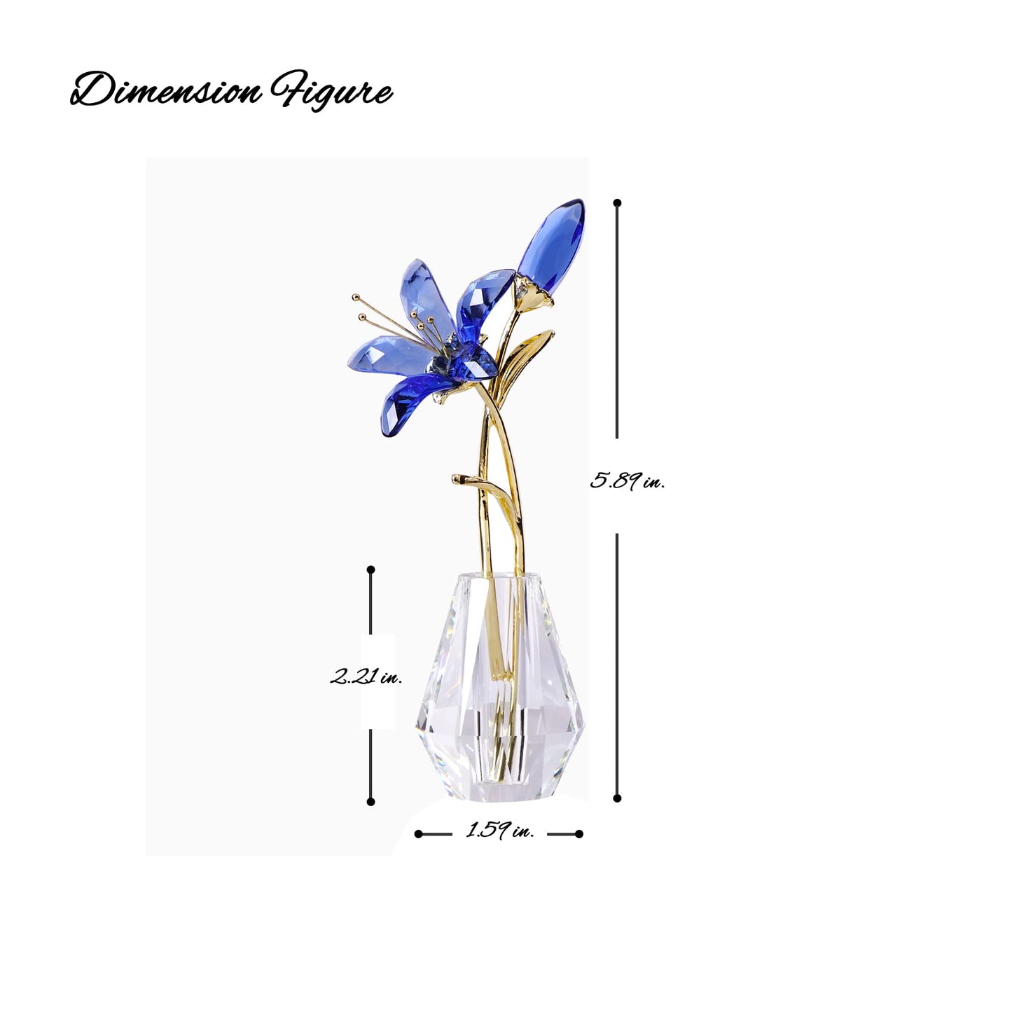 Movdyka Crystal Lily Flower Figurine with Stems, Handmade Collectible Statue for Decoration Mothers Day, Centerpiece, Day, Bridal Shower Gift Pink
