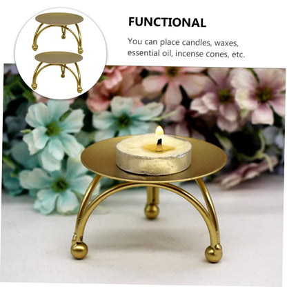 Holibanna 2pcs Geometric Iron Candle Holders for Home Decor Elegant Candle Stand Centerpiece for Weddings Parties and Dining Tables