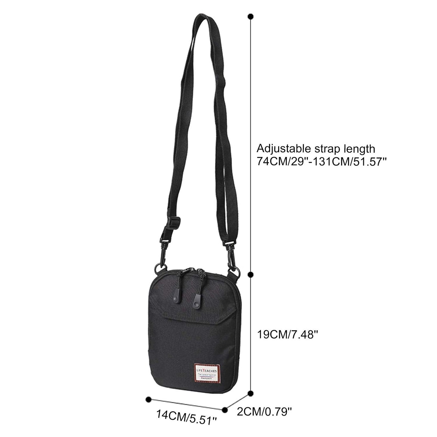 Small Crossbody Shoulder Bag for Men, Mini Messenger Bag for Cell Phone Travel Outdoor Hiking , Neck Pouch Passport Wallet with Adjustable and Removable Strap