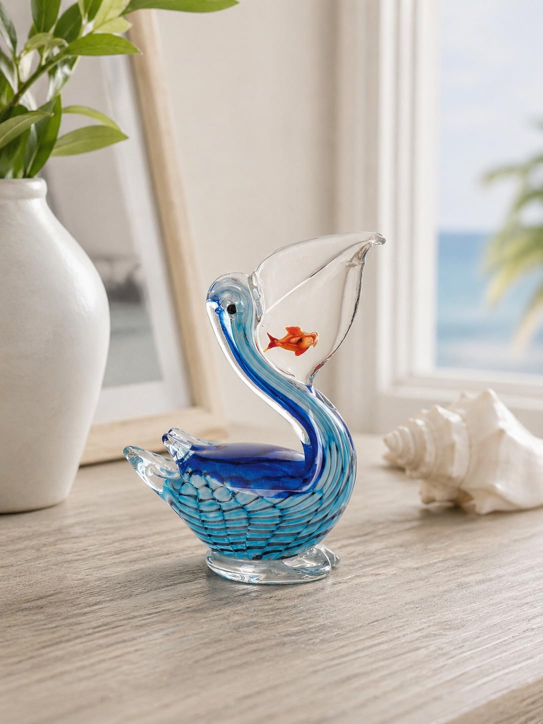 Beachcombers Pelican Glass Figurine 5" x 7"