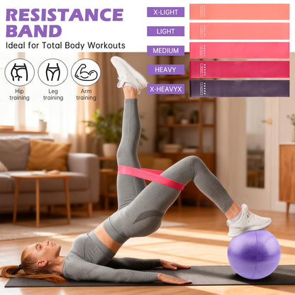 Yonderfume Pilates Essentials Kit for Women, 14 Pcs Home Workout Equipment with Pilates Circle Ball Ring Set Resistance Bands and Anti Slip Sock, Yoga Pilate Essentials Accessories(Color:Purple)
