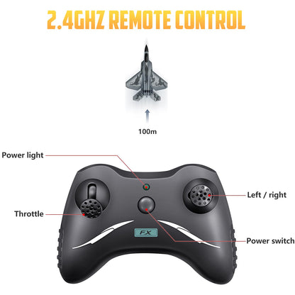 HAWK'S WORK 2 Channel Airplane, F-22 RC Plane Ready to Fly, 2.4 GHz Remote Control Airplane, Glider for Kids & Beginners