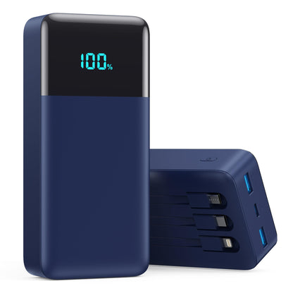 Portable Charger 50800mAh Power Bank with 3 Built in Cables,25W PD QC4.0 Fast Charging USB C Battery Pack,6 Outputs 2 Inputs Travel Essentials Portable Phone Charger for iPhone 17/16/15,Google,Android