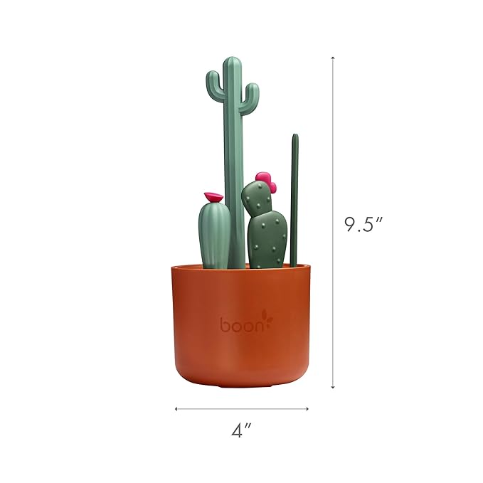 Boon Cacti Bottle Cleaning Brush Set, Terracotta, 4 Piece Set