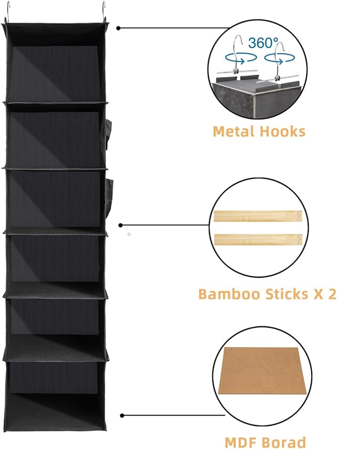 2 Packs Hanging Closet Organizer, 6-Shelf Closet Organizers and Storage