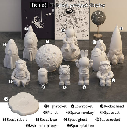Space Planet Resin Molds Silicone，【8-piece Set】 Epoxy Resin Space Astronaut Silicone molds,3D Resin Spaceballs Molds, Small Rocket Silicone Model, Space Rabbit DIY Gift Sets for Teens (【Kit 4】)