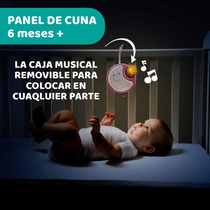 Chicco Next2Dreams Baby Mobile with Music Box for Cot and Bed - 3 in 1 Baby Mobile Compatible with Next2Me Cot, with Sound Effects, Soft Night Light Projector and Classical Music - 0+ Months, Pink